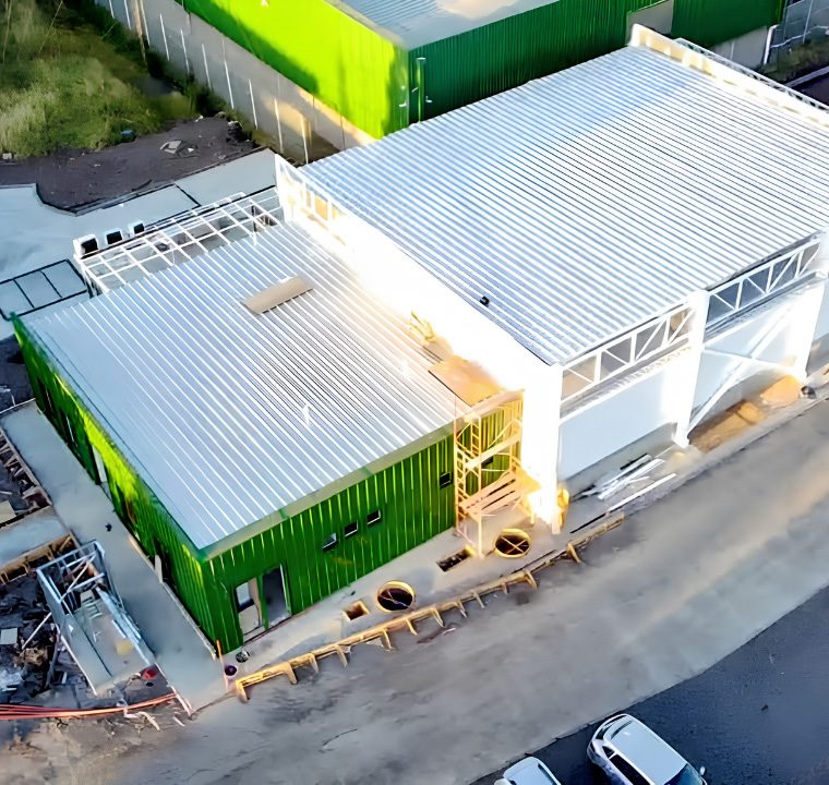 Vista aérea de planta agroindustrial